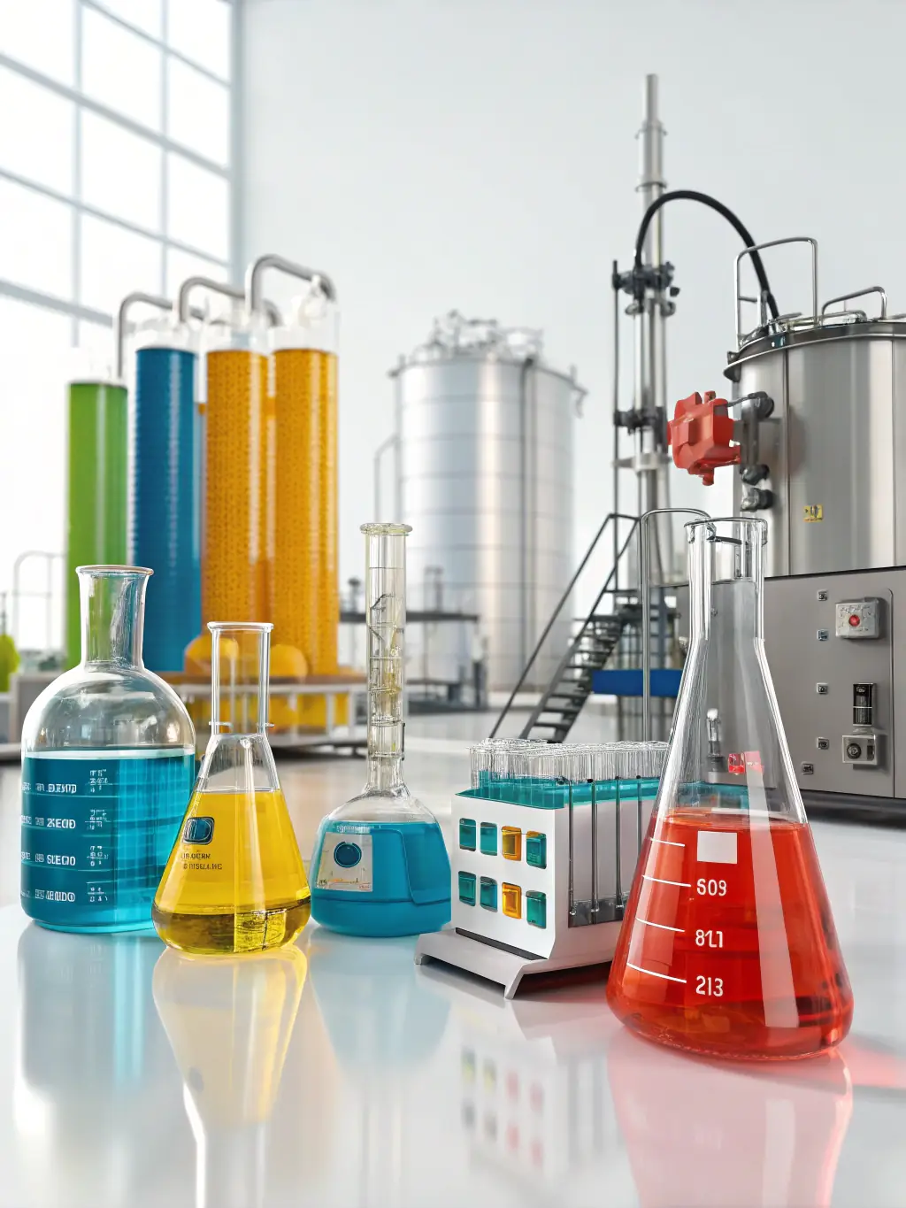 A diverse array of chemical products manufactured by CRENSHAW FUEL LLC, displayed in a well-organized warehouse setting, ready for distribution to various industries.