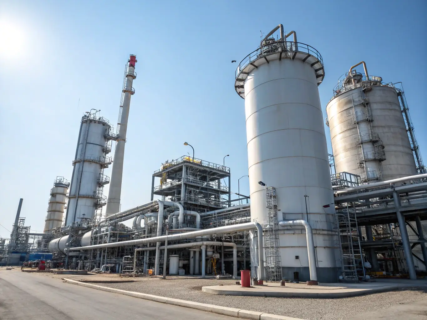 A photograph of a modern fuel storage facility with advanced monitoring systems, representing efficient fuel management and storage solutions.